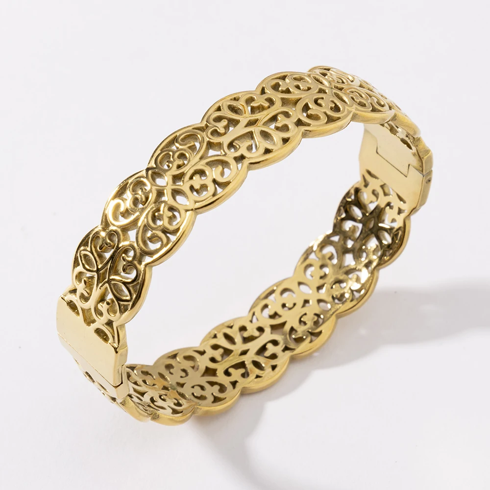 LUIZADA Vintage vergoldetes Armband für Frauen, Edelstahl, Luxus-Armreif für afrikanische Hochzeit, neue exquisite Braut, Verlobung – Detail 4