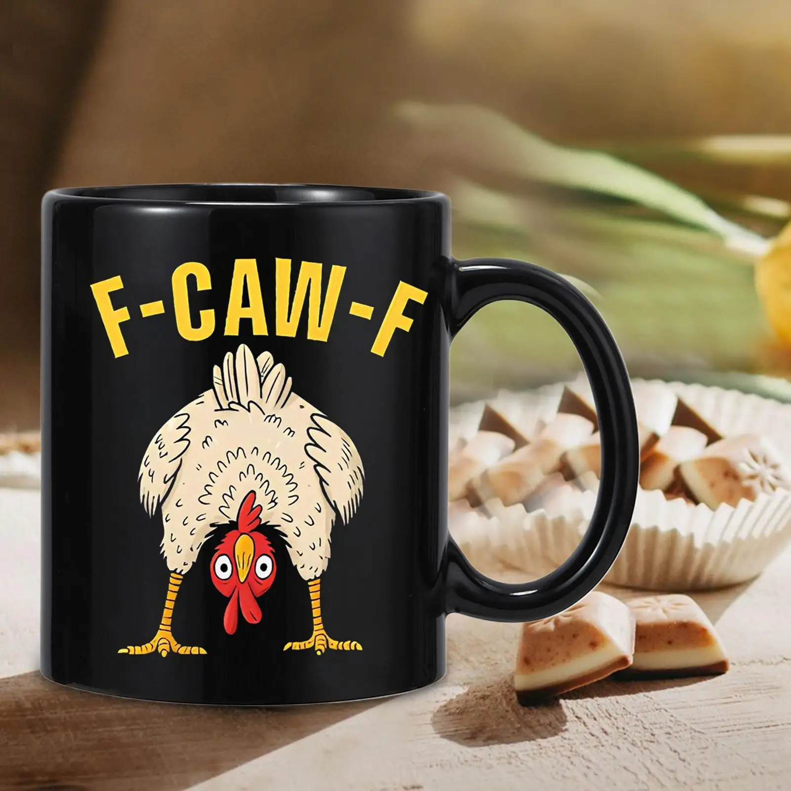 

F-Caw-F забавная кофейная чашка с курицей, керамическая чашка для завтрака, новинка, кофейные кружки с петухом для женщин и мужчин, домашняя работа, день рождения