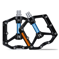 Ultralight CNC Aluminum Alloy Mountain Bike Pedals Non-slip Bearing Pedal Wide Platform Stable for Road Bicycles Blue MTB