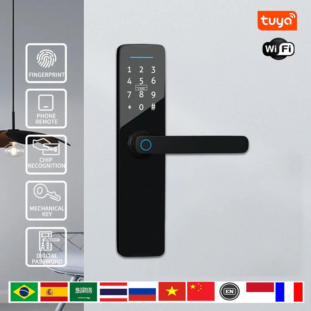 

PHIPULO Tuya WIFI Electronic Lock Smart Door Lock Keyless Unlock with Password Biometric Fingerprint Lock Tuya APP Remote Unlock