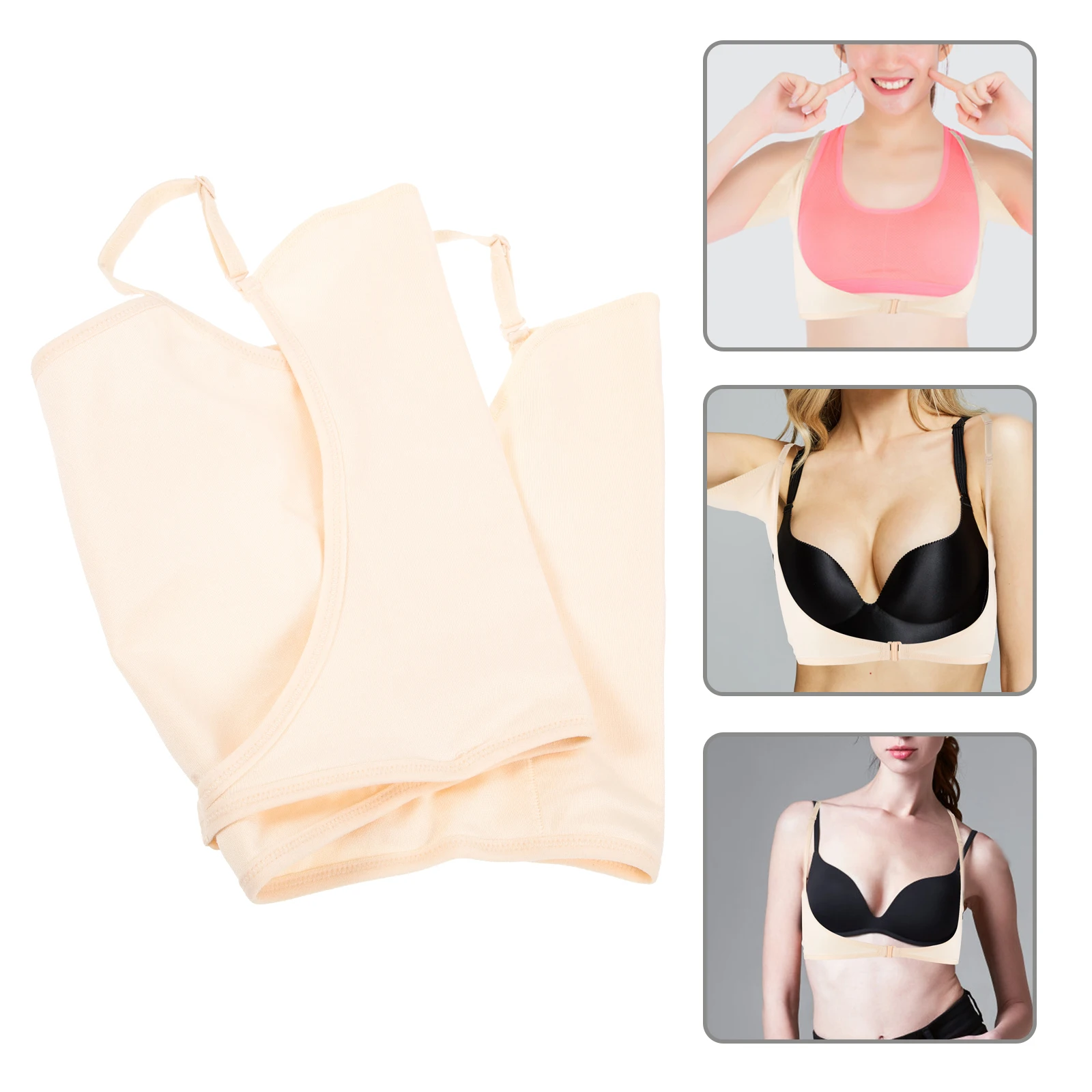 

Underarm Sweat Pad Vest Women Armpit Pads Absorbent Reusable Washable Thin Polyester Skin Color M Size Summer Outdoor