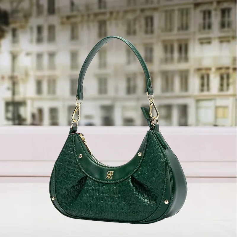 Bolso Pequeño Versátil Retro CH, Bolso Tipo Dumpling para Mujer, Bolso de Moda Cruzado, Bolso de Hombro, Simple, Versátil y Moderno, Bolsos Mujer