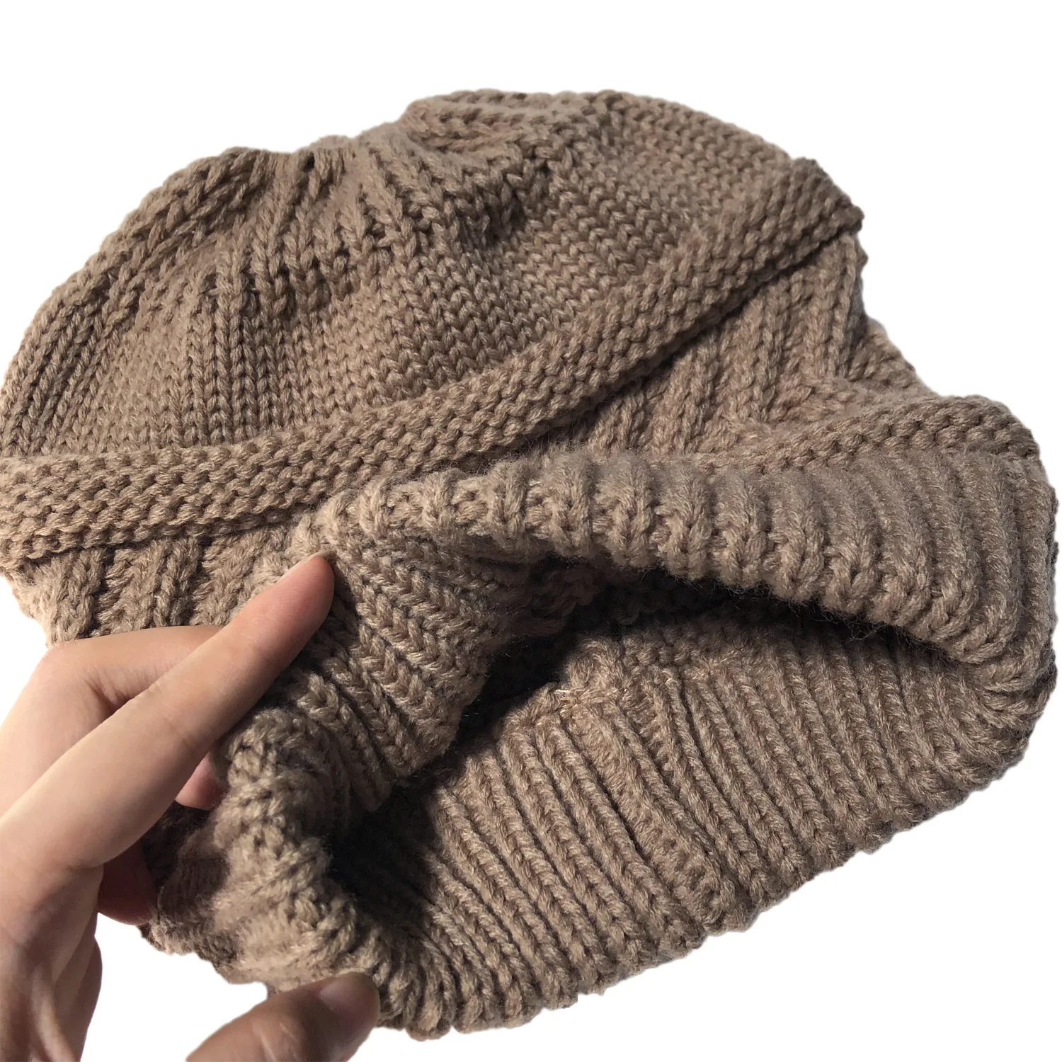 2022 Fall Winter Ladies Ponytail Knit Sweater Hat Stretch Cap Adjustable Outdoor Warm Cotton Hat Beanie Skull Hat Beanie Hat