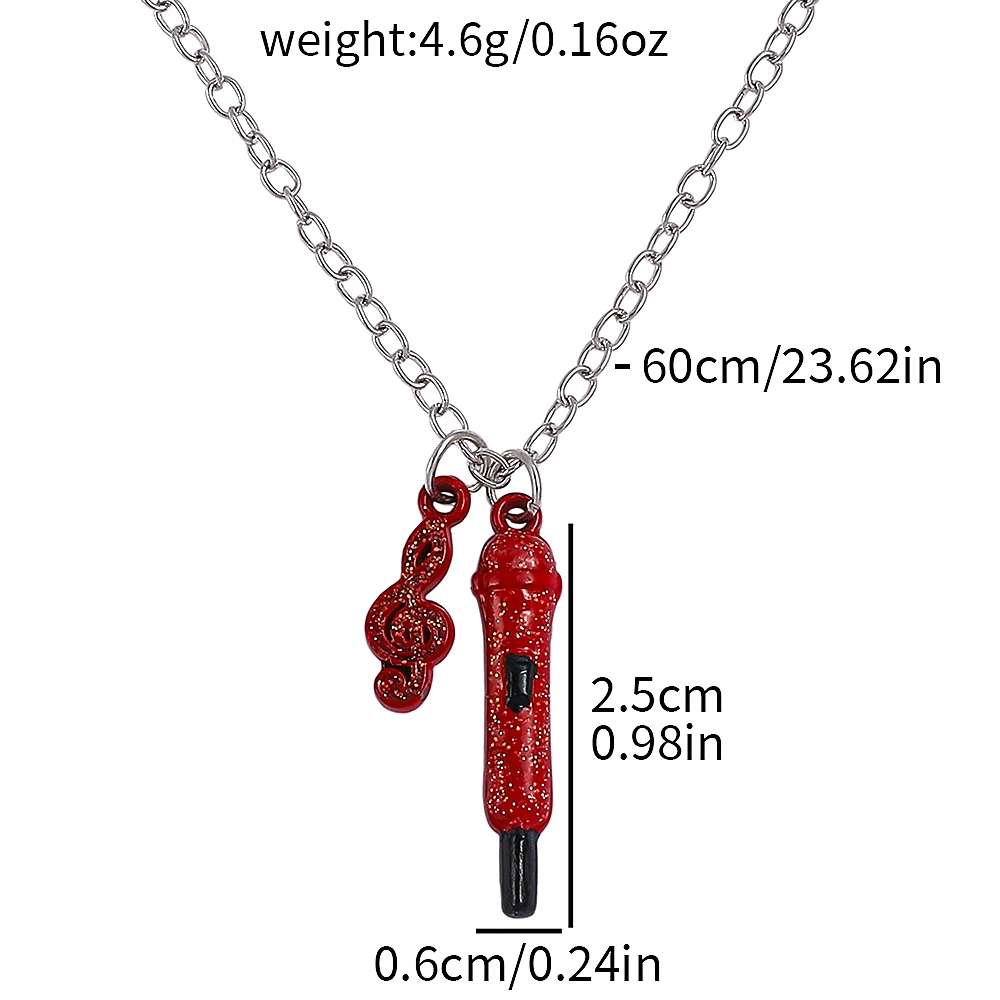 Sparkling microphone shaped necklace, fashionable accessories, essential trendy decorations for singing girls