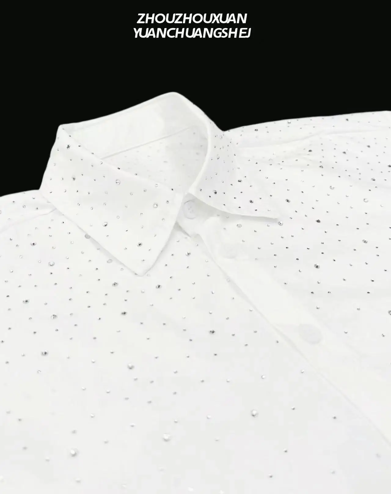 Original Starry Sky Heavy-duty Rhinestone Long Sleeve Turn-down Collar Shirt Unisex Casual Loose Versatile Fashion Trend Shirt