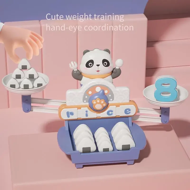 Giocattolo per bilancia digitale Panda per bambini Puzzle interattivo genitore-figlio di 6 anni Giocattolo per l'apprendimento della matematica della scuola materna di classe media