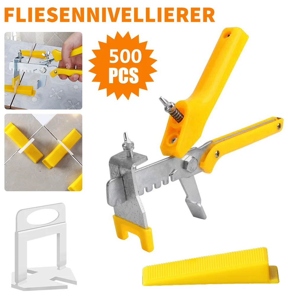 Kit de 500 clips de nivellement pour carreaux muraux et de sol, entretoises et sangles pour pose de carrelage, outil de construction pour sols et murs