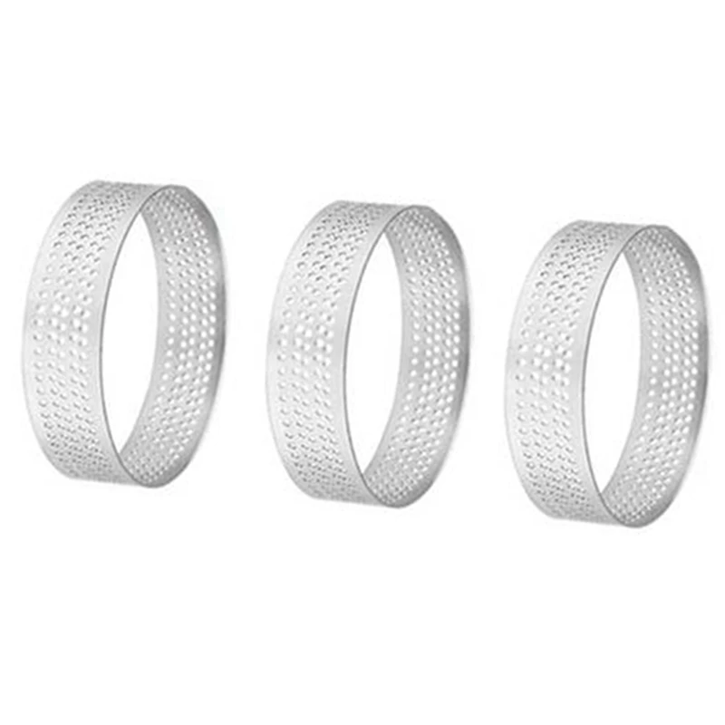 

30 Pack Stainless Steel Tart Ring, Heat-Resistant Perforated Cake Mousse Ring, Round Ring Baking Doughnut Tools, 8Cm