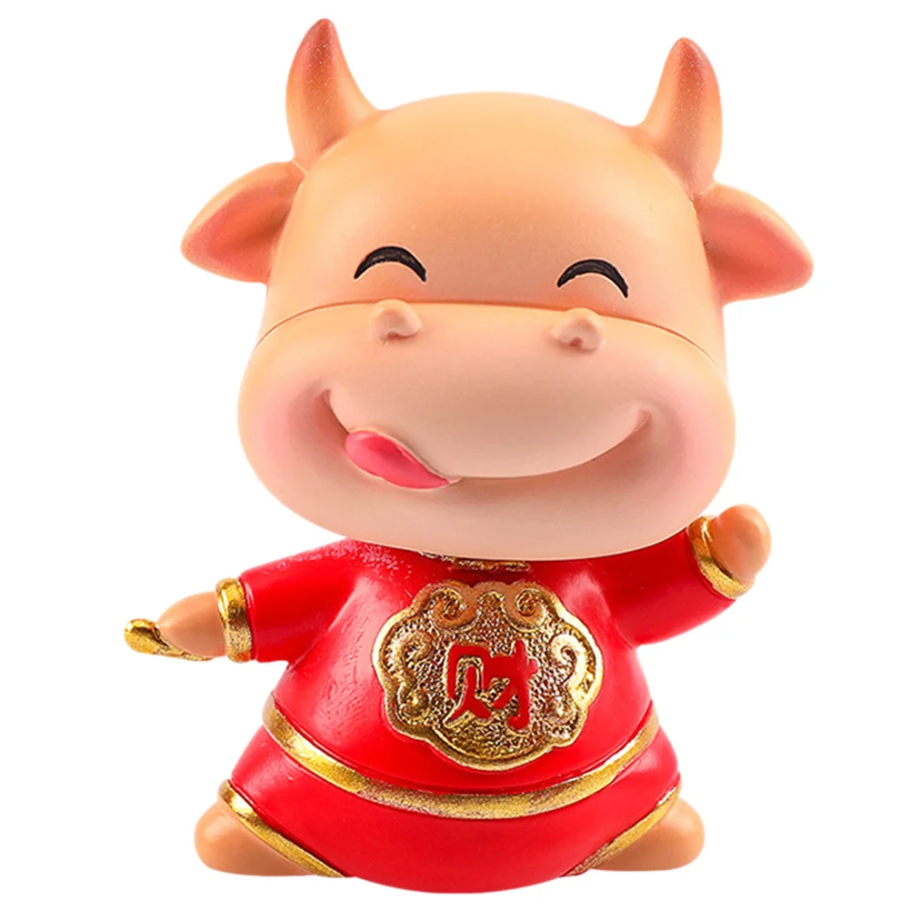 

New Figurine Chinese Zodiac Ox Year Figure Wreath Cow Ornament Car Decoration Decorations