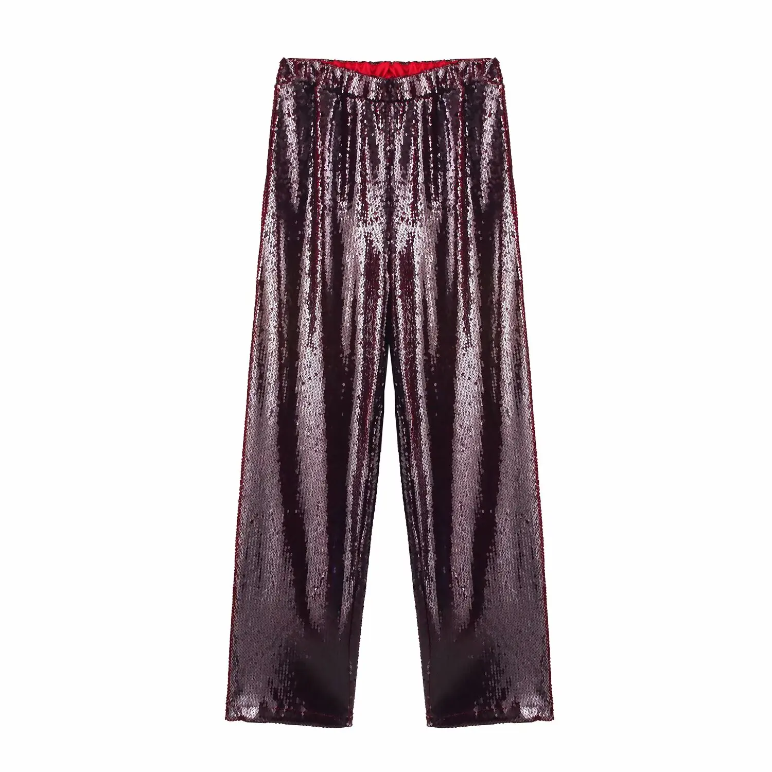 

European and American style 2025 new high waist sequined casual pants for women fashionable and versatile drape wide leg pants