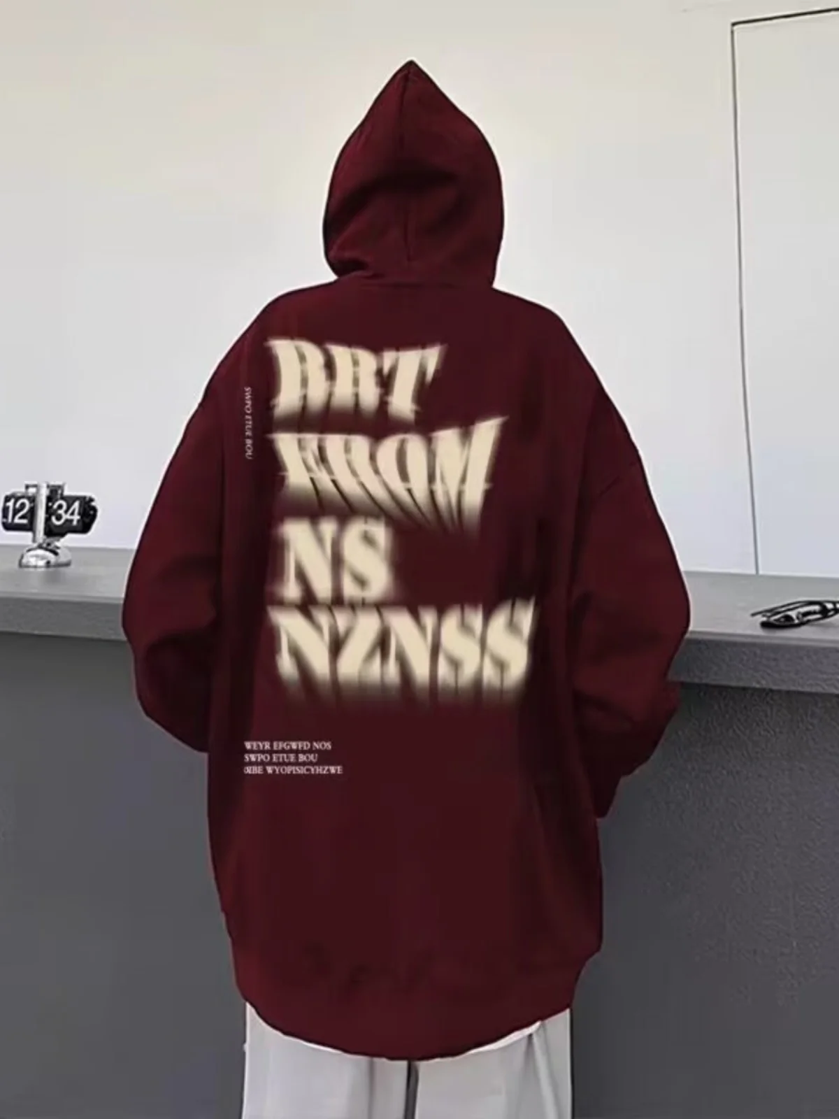 الرجعية الأمريكية هوديي الرجال Fce اصطف الزي 500 جرام الثقيلة خمر زوجين Jaet النبيذ الأحمر اللون البوليستر النسيج عادية Sle