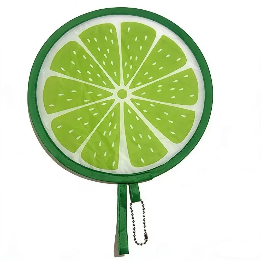 Cute Portable Round Foldable Hand Fans Cartoon Fruit Style Pocket Fans Foldable Design Round Shape Cooling Fans Summer Events