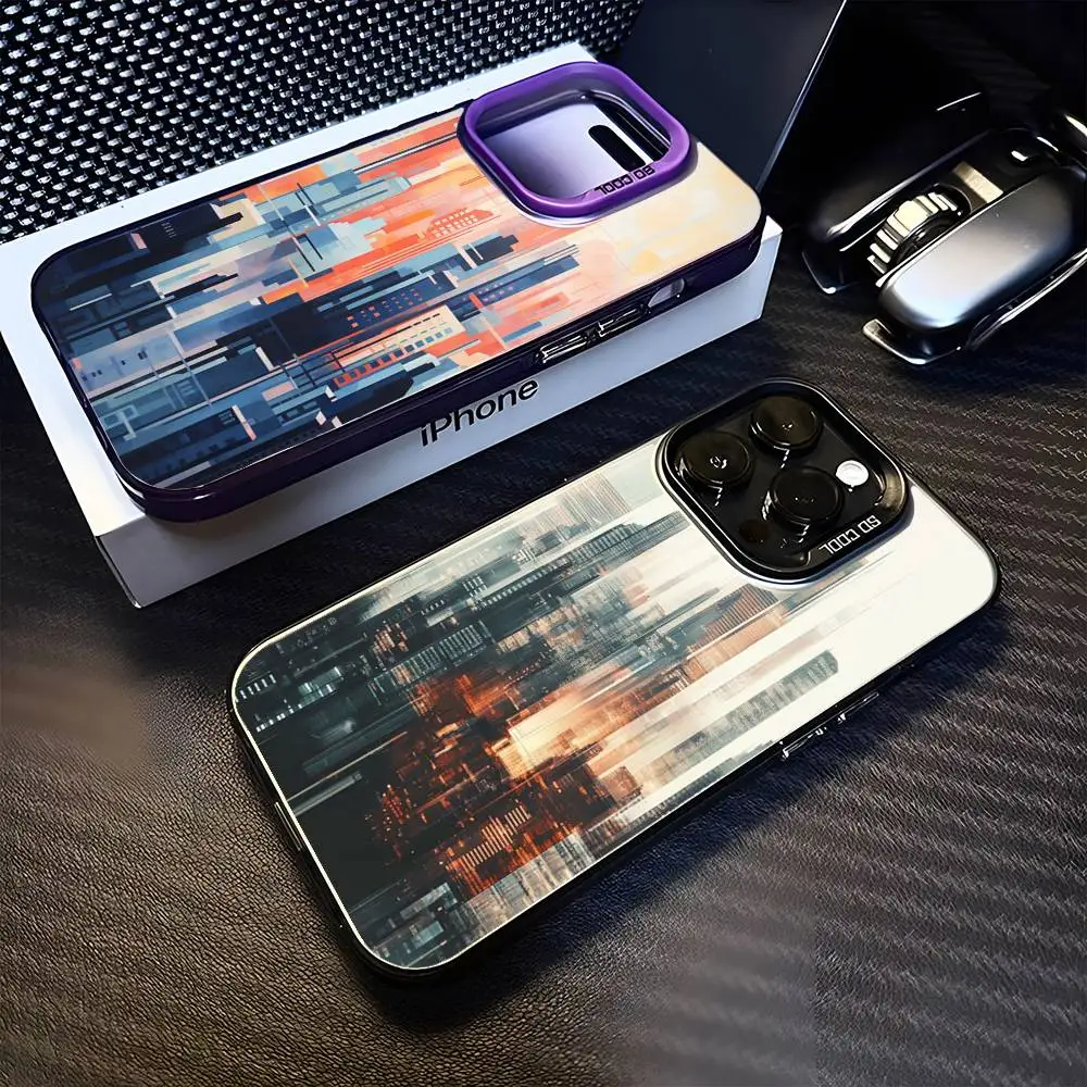 

Abstract Style City Phone Case For iPhone 16,15,14,13,12,11,Mini,Pro,MAX Purple Matte Shockproof Cover
