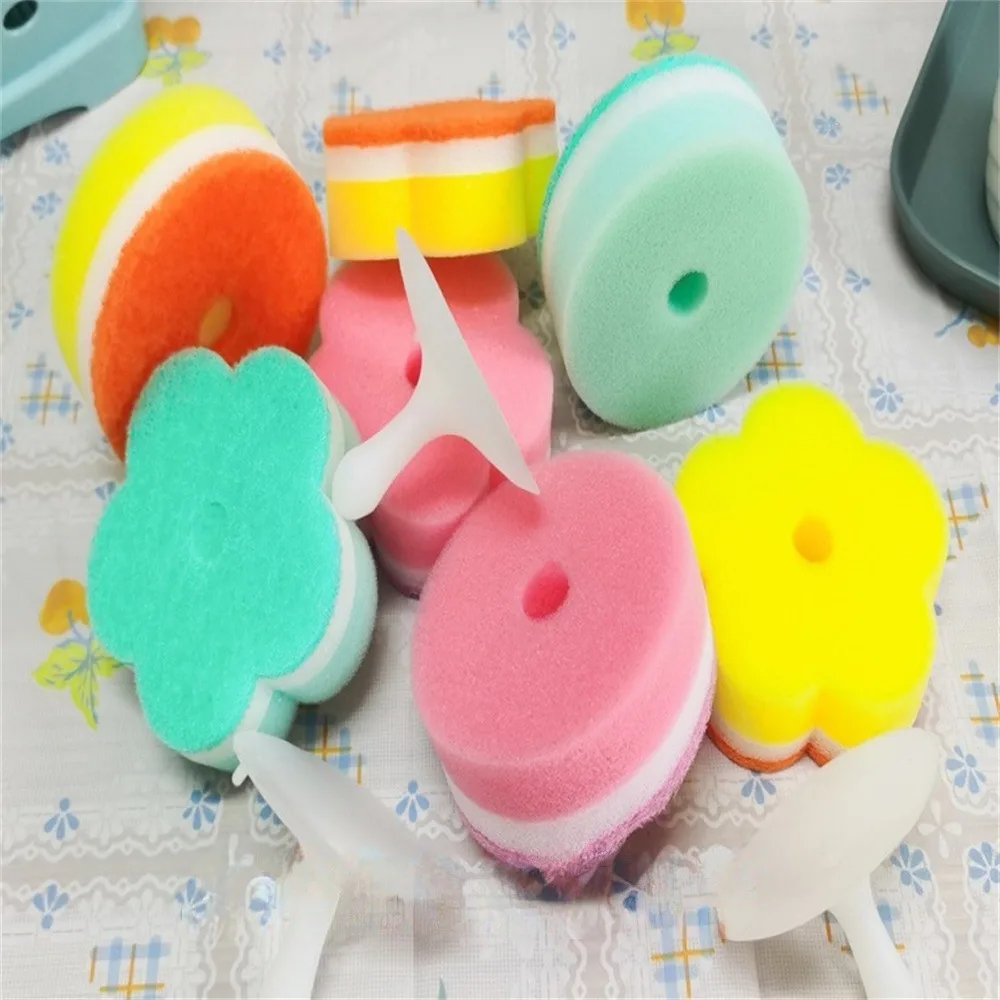 Cup Dish Washing Sponge Double-sided Decontamination Soft Absorbent Variety Flowers For Utensils Bowl Chopsticks Scouring Pad