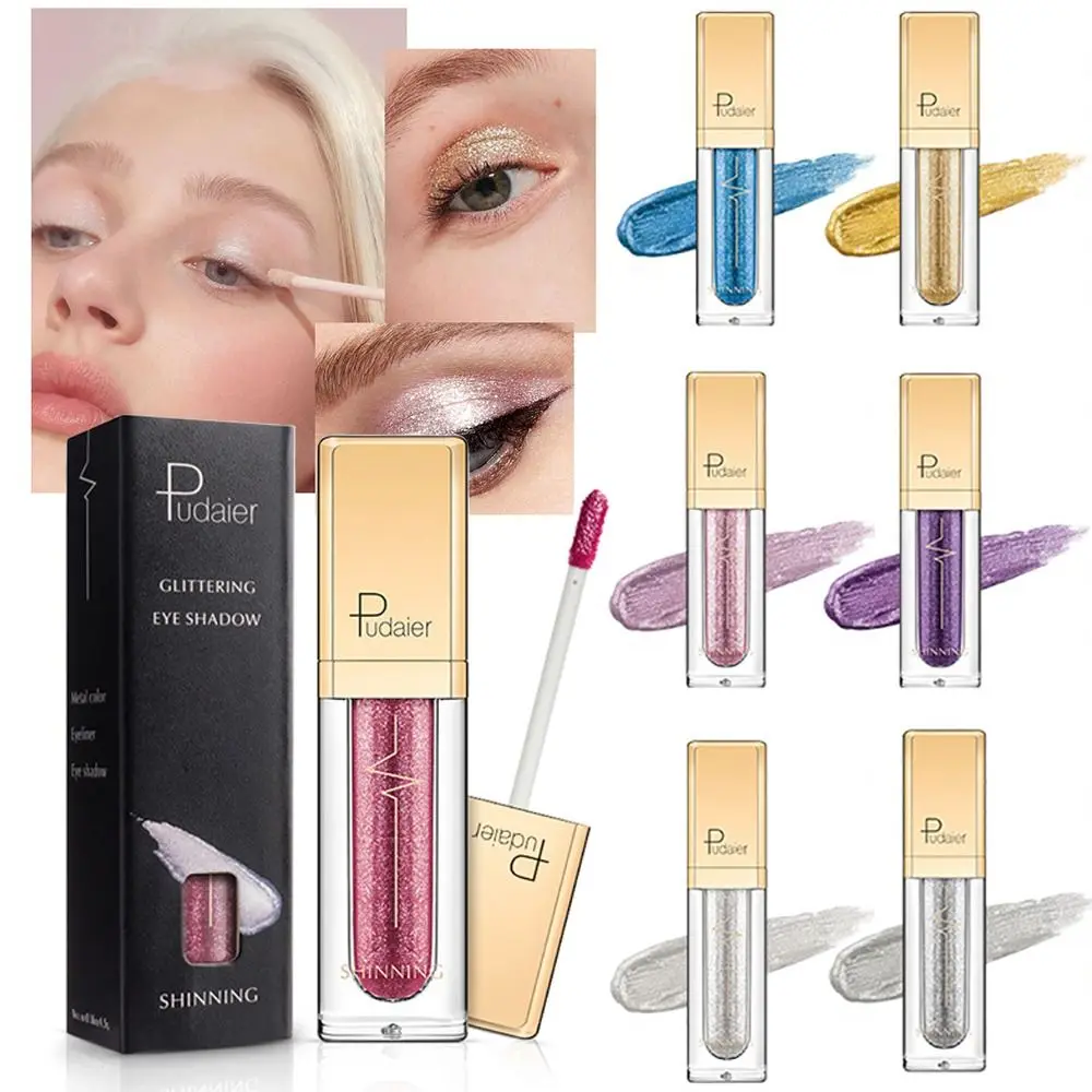 อายแชโดว์หลากสีชนิดน้ําติดทนนานง่ายต่อการรอยเปื้อน Pearlsulcent อายแชโดว์ Shimmer Shiny Metallic Luster Liquid อายแชโดว์