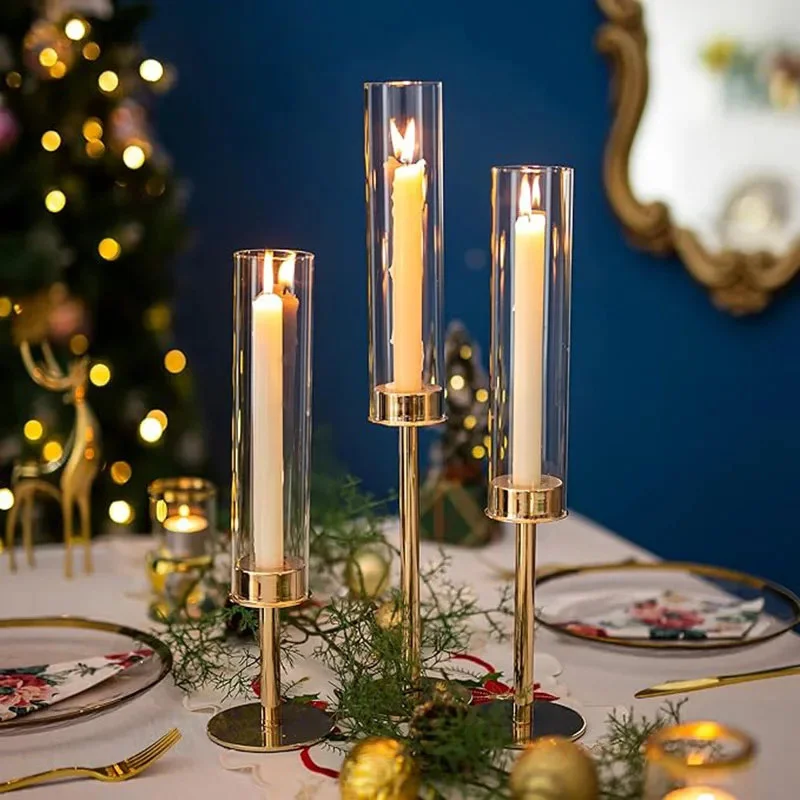 3Pcs/Set Vintage Metal Candle Holders (European Style) - Wedding Hotel Table Stand for Anniversary & Christmas Decor