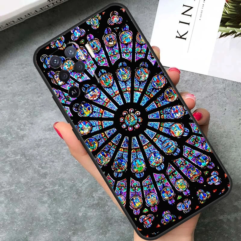 Stained Glass Painting Case For OPPO A74 A94 A54 A17 A57 A77 A5 A9 A53 S A15 A16 A76 A96 A52 A72 A58 A78 A98 Coque