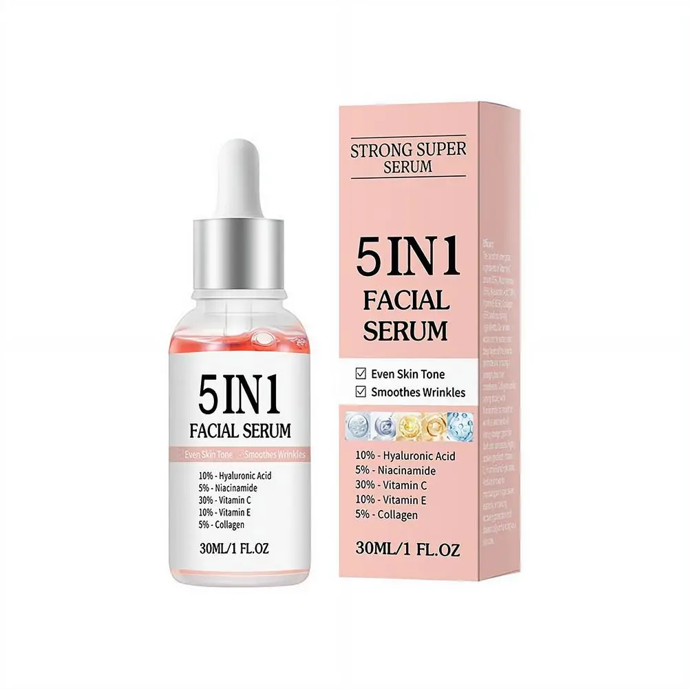 

Сыворотка для лица 5 в 1: глубокое увлажнение, осветление кожи, уход с витамином С, ниацинамидом, гиалуроновой кислотой, сужение пор, укрепление кожи