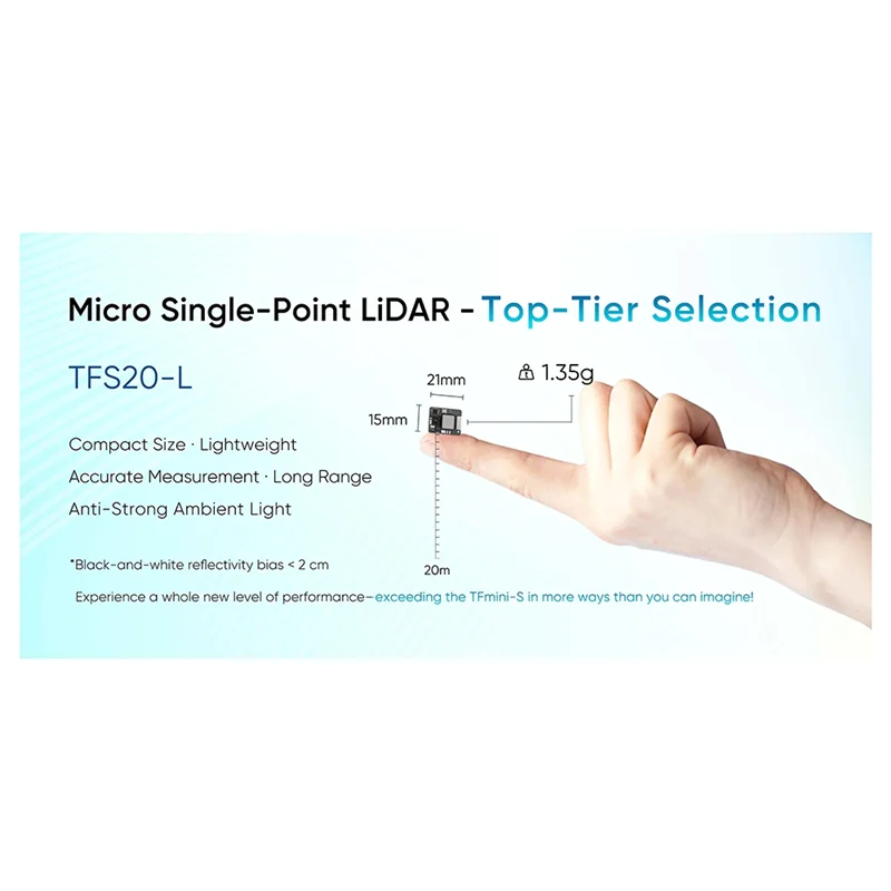 ABGI-UART IIC I2C وحدة استشعار ليدار مصغرة TFS20-L 20 متر وحدة قياس المسافة الصغيرة ذات نقطة واحدة لمشروع الطائرة بدون طيار