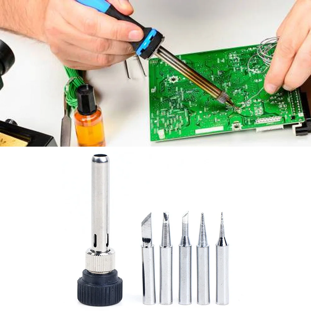 Solder Iron Tips Set for 936 Soldering Station Includes I B K 3C 2 4D Tips and Retaining Sleeve for Various Electronics Work