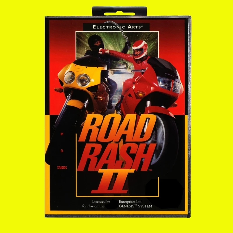 

Road Rash 2 MD Game Card 16 Bit USA Cover for Sega Megadrive Genesis Video Game Console Cartridge