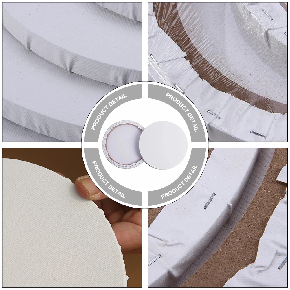 

2 pcs Oil Painting Frame Round Stretched Canvas Pure Cotton Blank Art Panel Diy Painting Accessory Wooden Artist Canvas For Oil