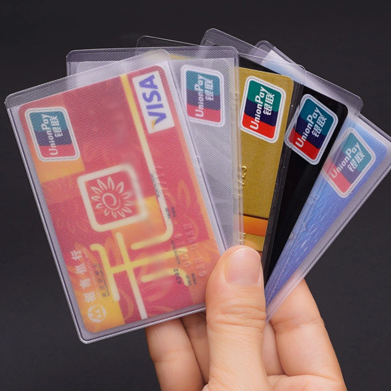 

100Pcs 60*93mm Transparent PVC Waterproof ID Card Protector Business Credit Bank Bus Card Holder Case Clear Card Pouch Cover Bag