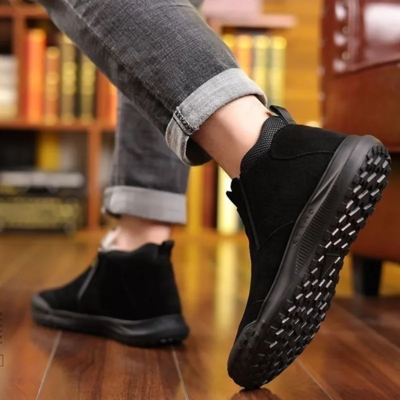 Winter Men's Shoes Plush Warm Cotton Shoes Fashion High-top Casual Shoes Suede Leather Loafers Men's Sneaker Non Slip Snow Boots view 6