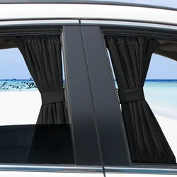 2pcs Universal Car Sun Shade Side Window Curtain Auto Foldable Uv Protection Black Pure Cloth Sun Visor Blinds Cover Car-Styling