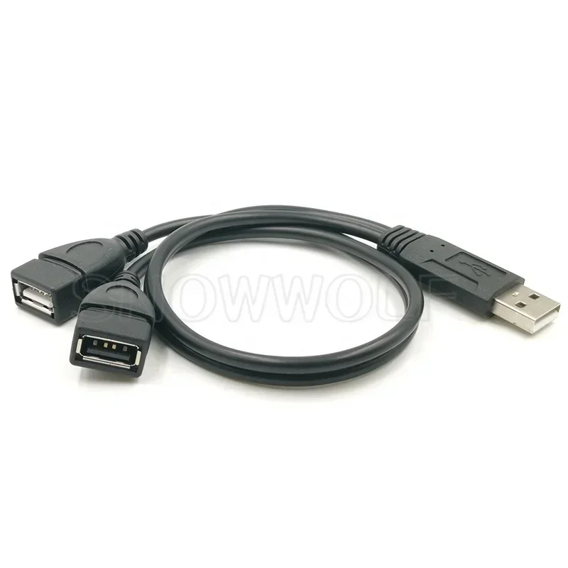 USB 2.0 Cable 15~18cm Male Plug To 2 Female Socket Extension Line Y Data Cable Power Adapter Converter