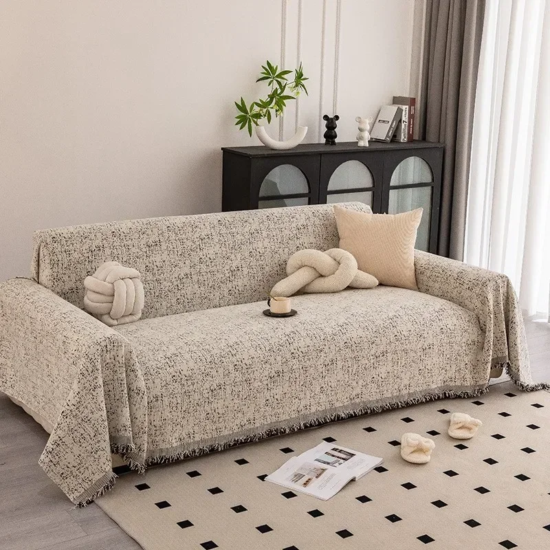 Wabi-sabi Style Universal Thickened Sofa Towel for All Seasons High-end Simple Non-slip Sofa Blanket Cushion Sofa Cover