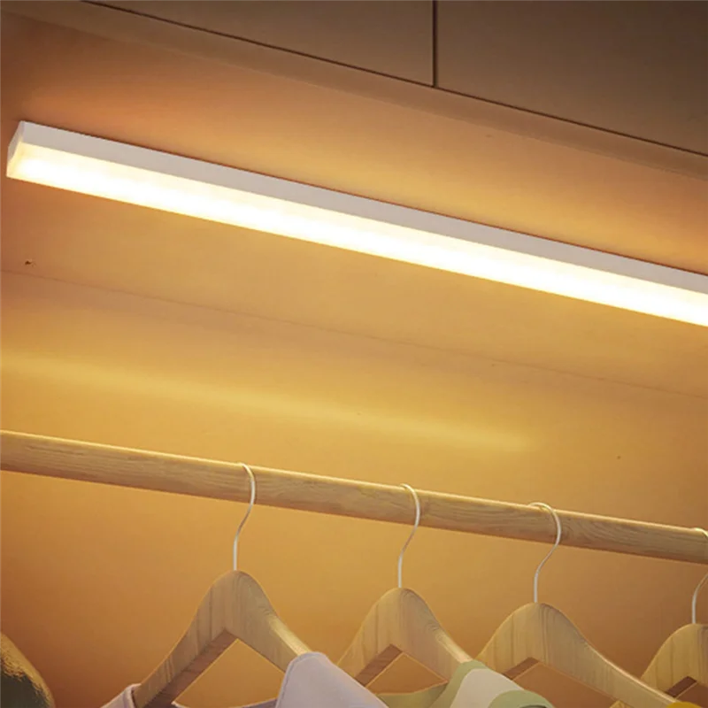 AY03-Sensor de movimiento LED debajo del gabinete lámpara regulable recargable luz nocturna escaleras armario habitación pasillo tubo barra bombilla