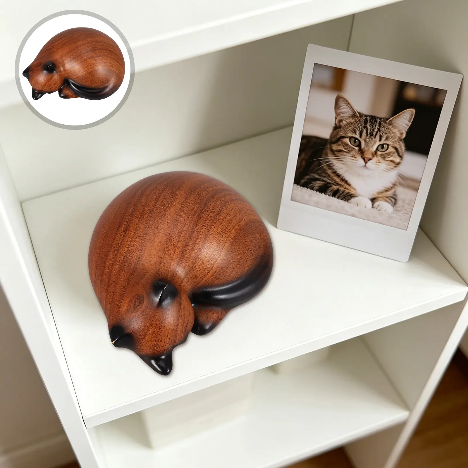 

Keepsake Cat Urn for Ashes - Elegant Resin Cat Memorial Urn for Pet Cremation with Embedded Lid Secure Closure and Versatile