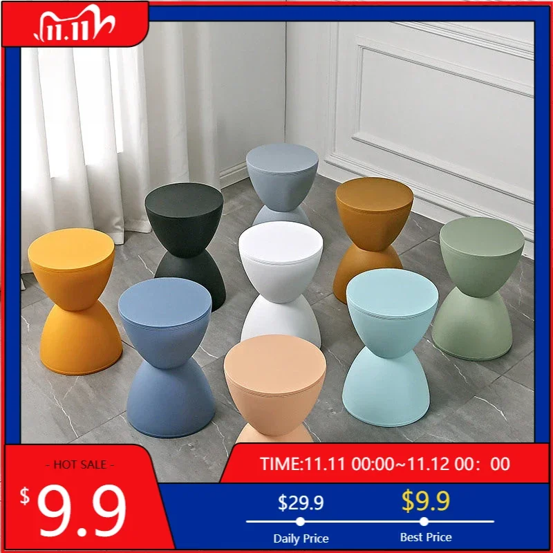 Nordic Furniture Hallway Ottoman Living Room Pouf Coffee Table  Creative Low Stool Thickened Plastic Side Table Round Stool