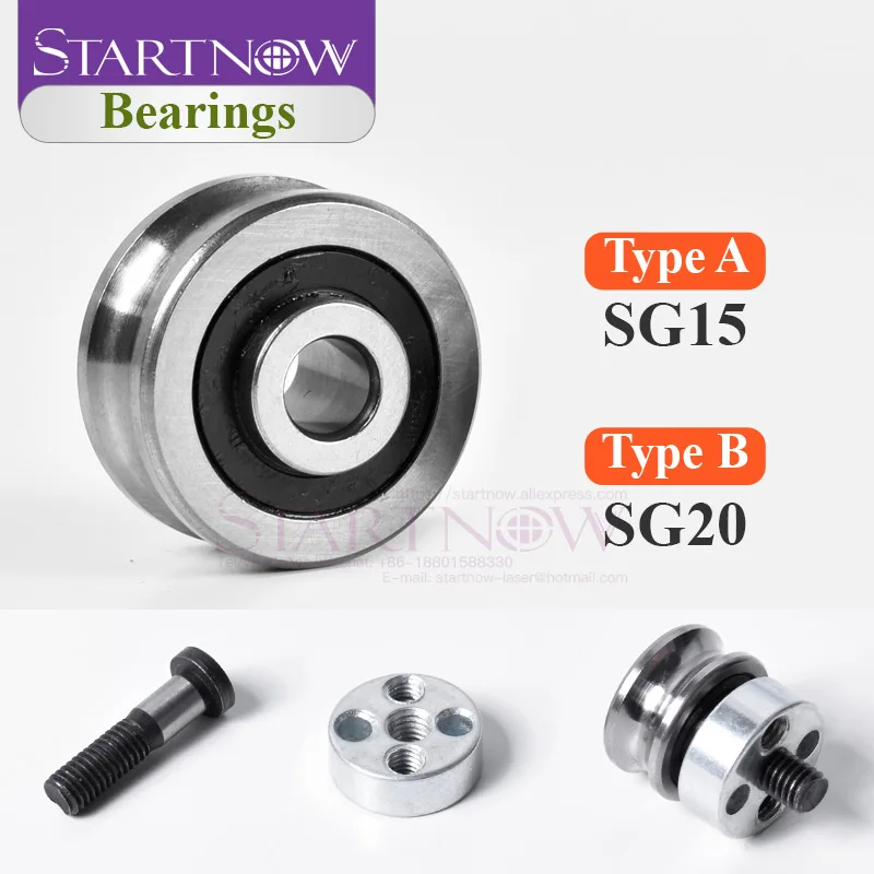 Startnow SG15 SG20 Double Row U Groove Guide Wheel Bearing Track Roller Pulley for CO2 Fiber Laser CNC Engraving Machine