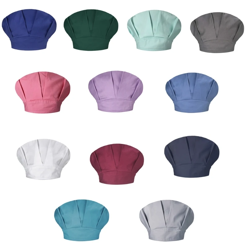 652F Scrub Hat Baker Hat Kitchen Cotton Chefs Hat White Baker Works Hats Reusable and Washable Cook Hat