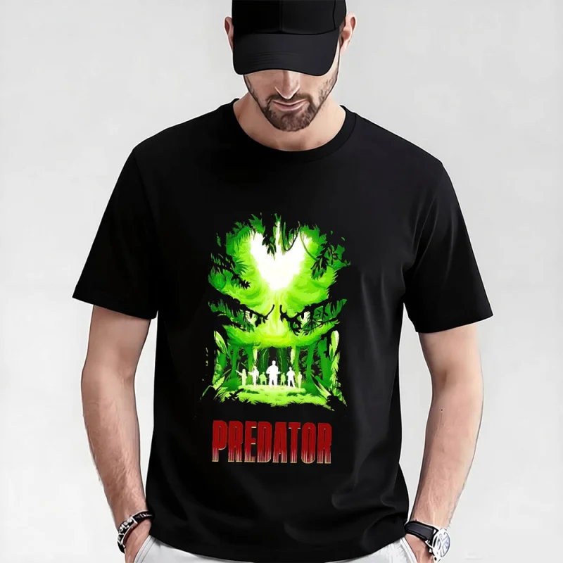 

Predator Jungle Hunter Vintage Sic-Fi Gift T shirt Alien Monster Graphic clothes 0320 Yautja Warrior print Tee Large size Top
