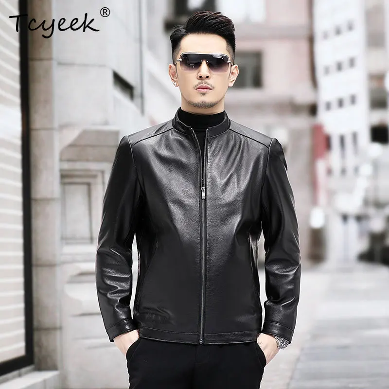 Tcyeek Real Leather Jacket Men Clothing Natural Goatskin Autumn Coat Male New in Outerwears Trendy Thin Casual Jaqueta De Couro