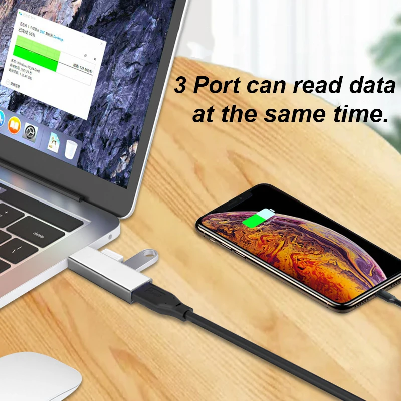 Adaptador divisor USB 3.0 Hub, Multi Hub, Expansor múltiplo, Xiaomi, HUAWEI, Acessórios para PC, 3 Portas