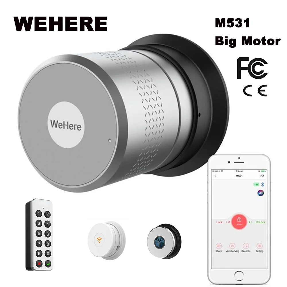 M531 Tuya Wehere APP Smart Door Lock Digital Electronic Lock Remote Control Original Cylinder Cut Key Switch Smart Home