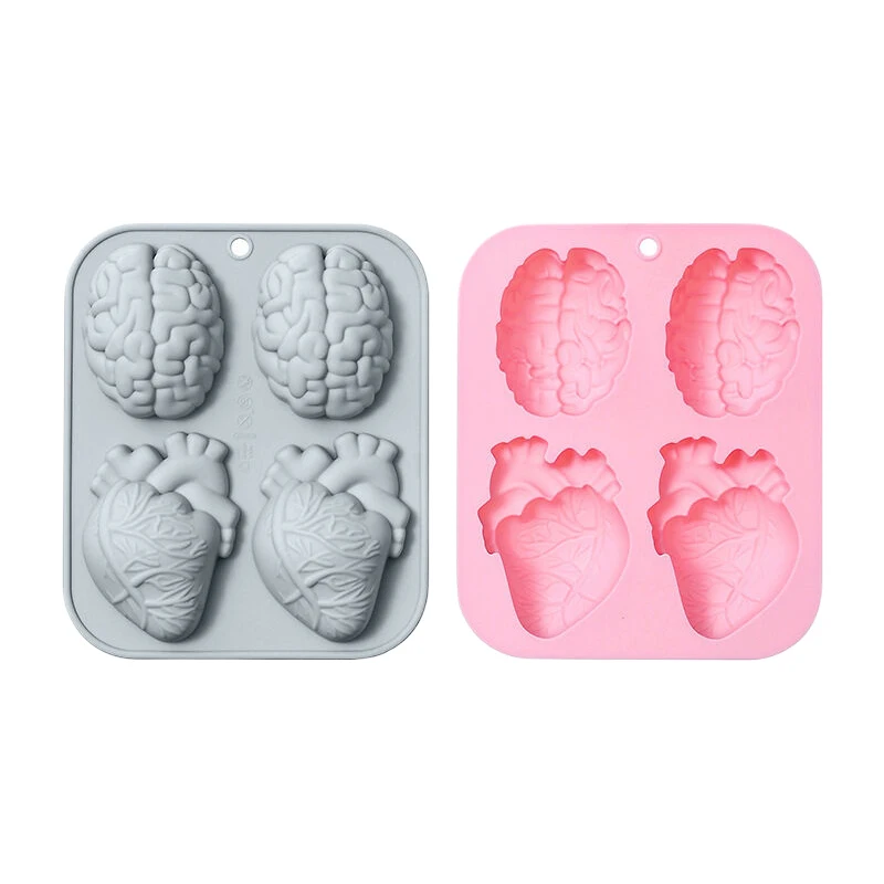 1Pc Blue Pink Brain Heart Silicone Mold Food Grade Brain Fondant Molds Silicone Molds For DIY Baking Cake Bakeware