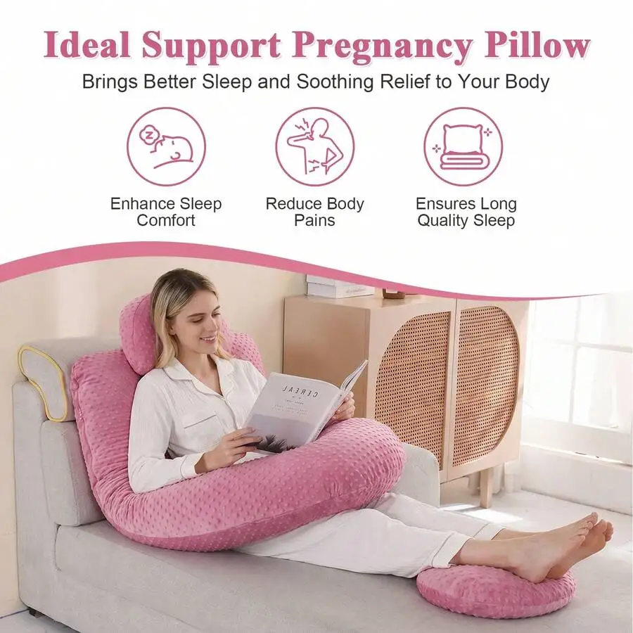 Pregnancy Pillows For Sleeping,E Shaped Full Body Maternity Pillow For Adults, 2 In 1 Maternity Pillow With Removable Cover, Lar