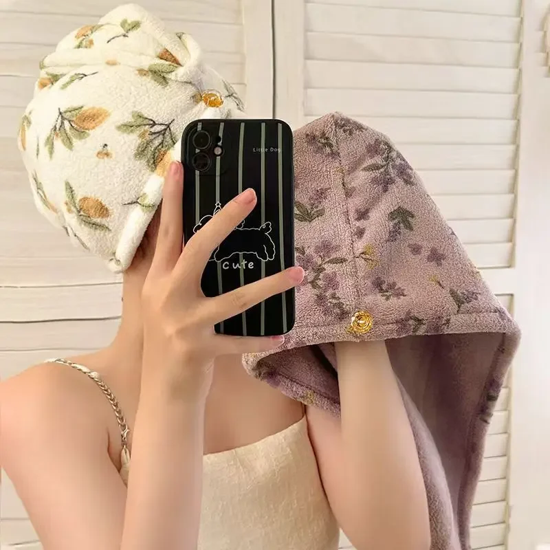 Quickly Dry Hair Hat Super Absorbent Soft Bathroom Women Head Towels Girls Cute Hair Towel Hair Dry Wrap Bonnets
