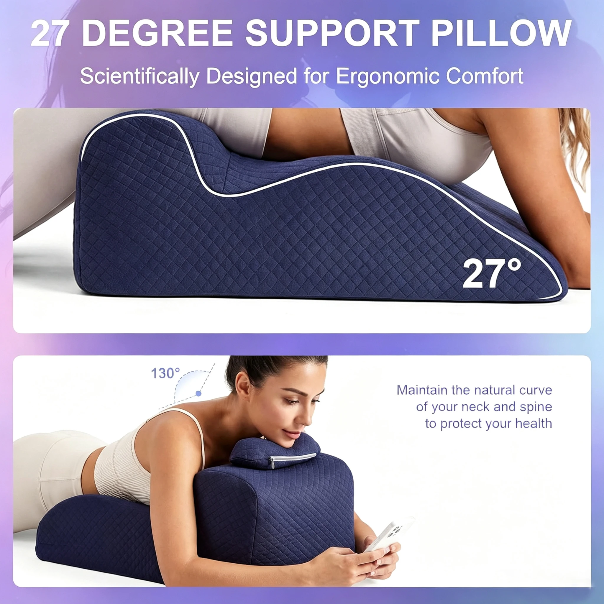

Memory Foam Orthopedic Triangle Incline Wedge Pillow Adult Therapeutic Support Cushion Relieves Lumbar Back Pain & Acid Reflux
