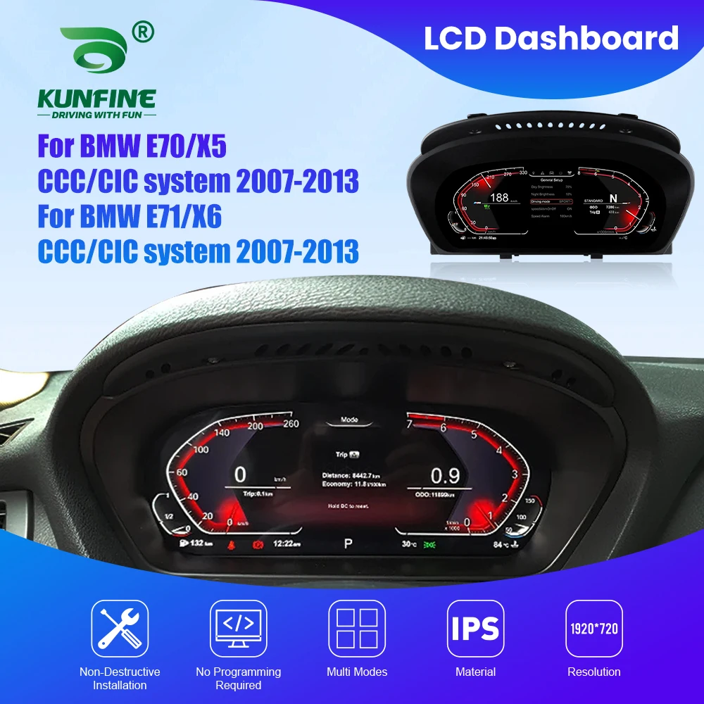

Приборная панель кластера для BMW E70 X5 E71 X6 2007-2013 CCC CIC Спидометр Цифровой ЖК-дисплей Приборная панель 12,3-дюймовый новейший тахометр