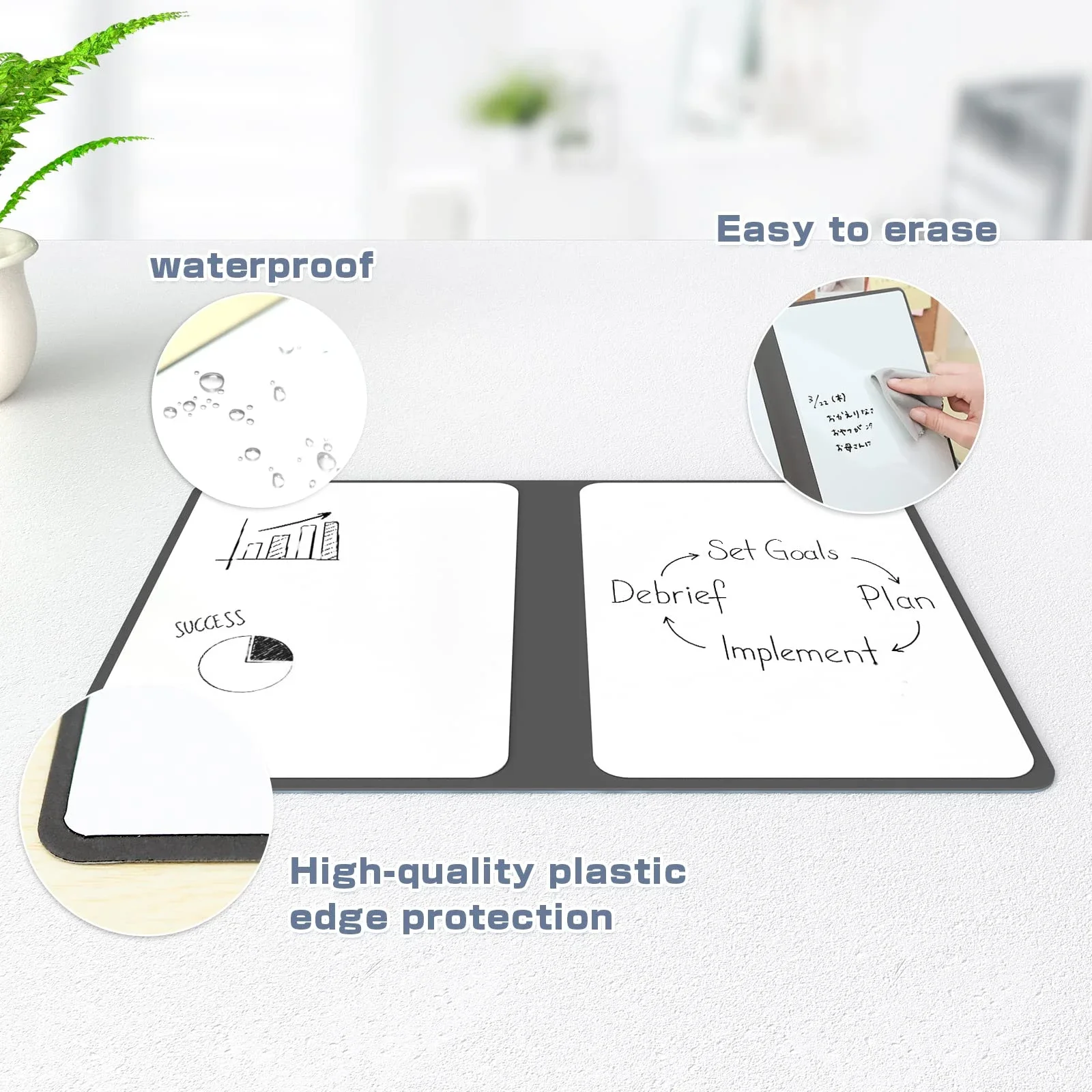 A5 Reusable Whiteboard Notebook Leather Memo Free Whiteboard Pen Erasing Cloth Weekly Planner Portable Stylish Office Notebooks