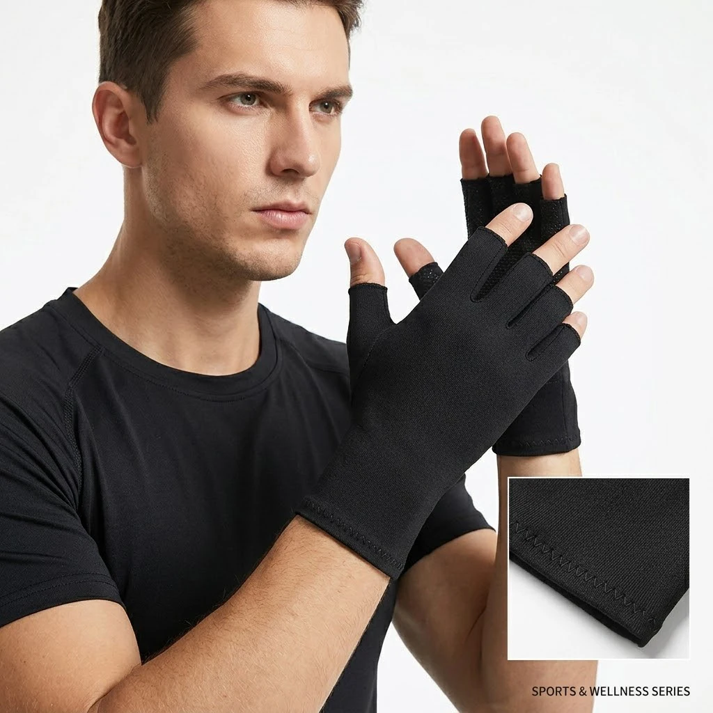 1Pair Breathable Wrist Thumb Compression Arthritis Gloves Wrist Support Brace with Gel Thumb Injury Pads for Pain Relief