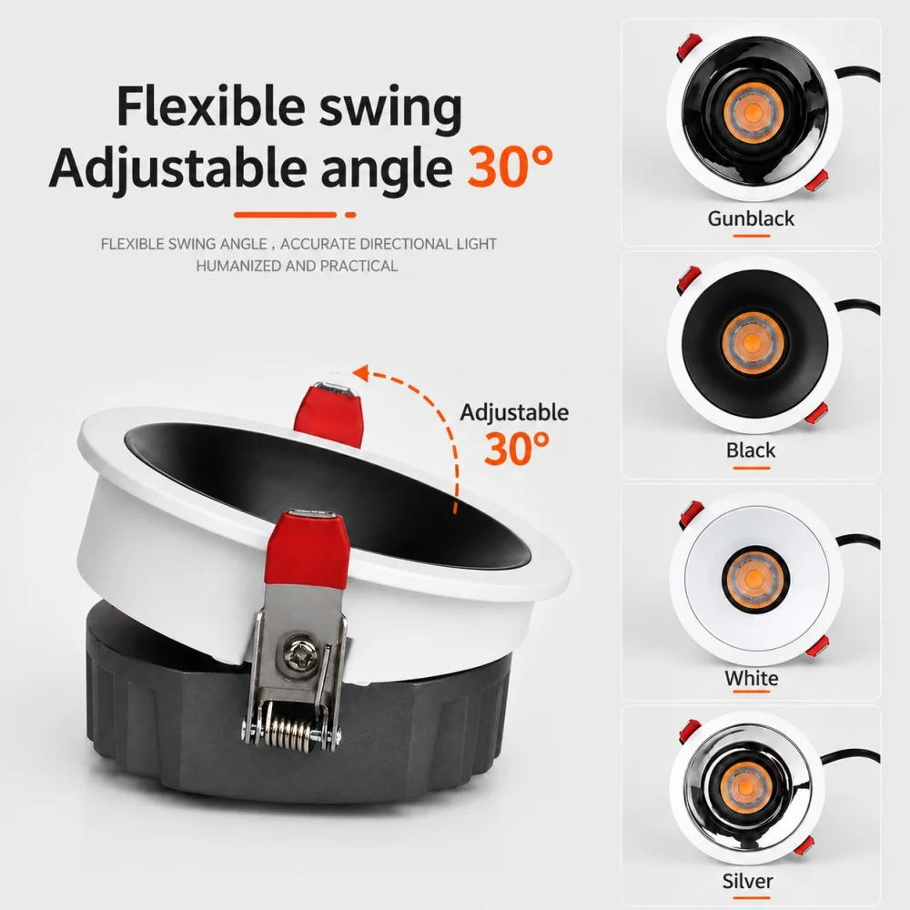 Home LED ceiling lights, anti glare wall wash lights, commercial office decorative lights, embedded dimming spotlights
