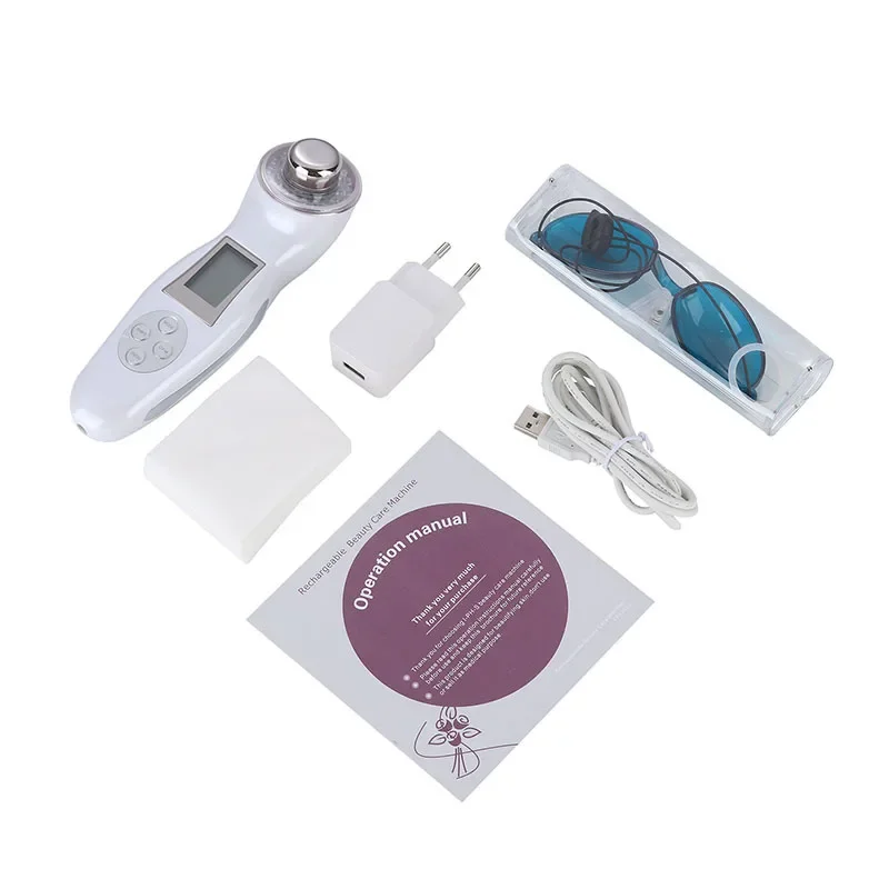 Macchina per il viso ad ultrasuoni 3 MHz 3 colori LED Photon Massaggiatore per il viso Terapia agli ioni galvanici Vibrazione ad ultrasuoni Strumento di bellezza per la cura della pelle