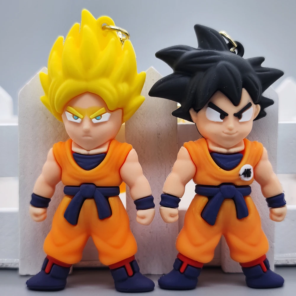 Anime Drachen ball Schlüssel bund Modeschmuck Sohn Goku Vegeta Piccolo Kristall kugel Harz Action figuren PVC Schlüssel ring Tasche Anhänger